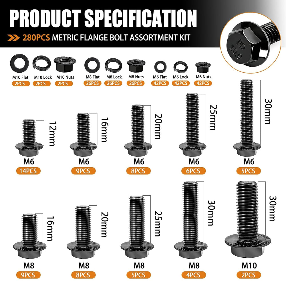 mankk 3160PCS Metric Bolt Nut Assortment Kit, with Flat & Lock Washers