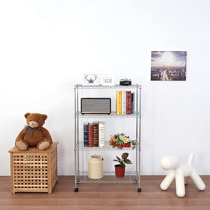 Heavy Duty 4 Tier Wire Shelving Unit Storage Rack, Metal Shelves Utility