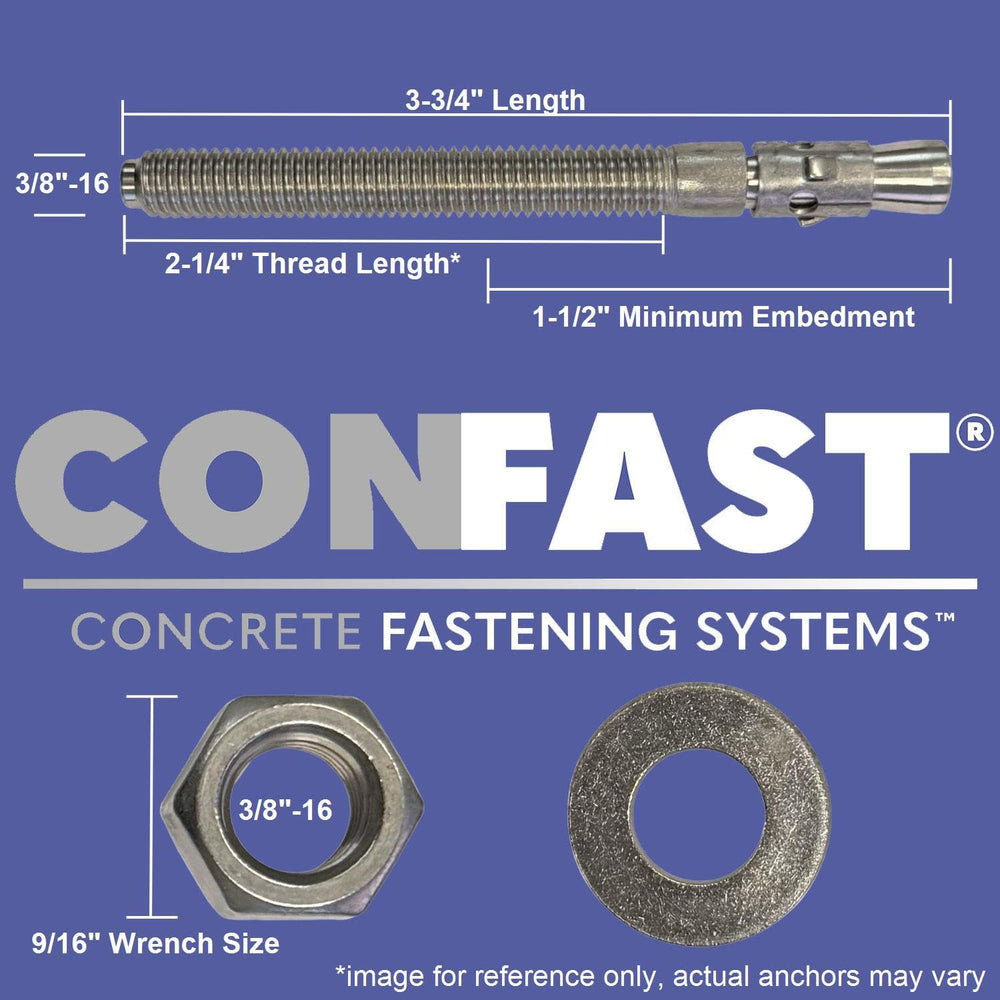 CONFAST 3/8" x 3-3/4" Stainless Steel Wedge Anchor (50 per Box)