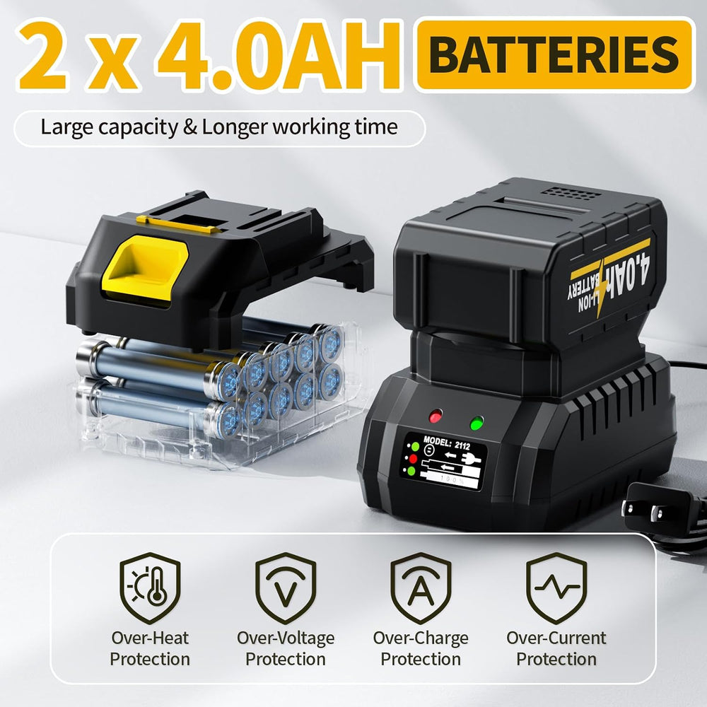 FULLYEA Cordless Heat Gun Max 1022℉, Portable Kit with 2x4.0Ah Batteries