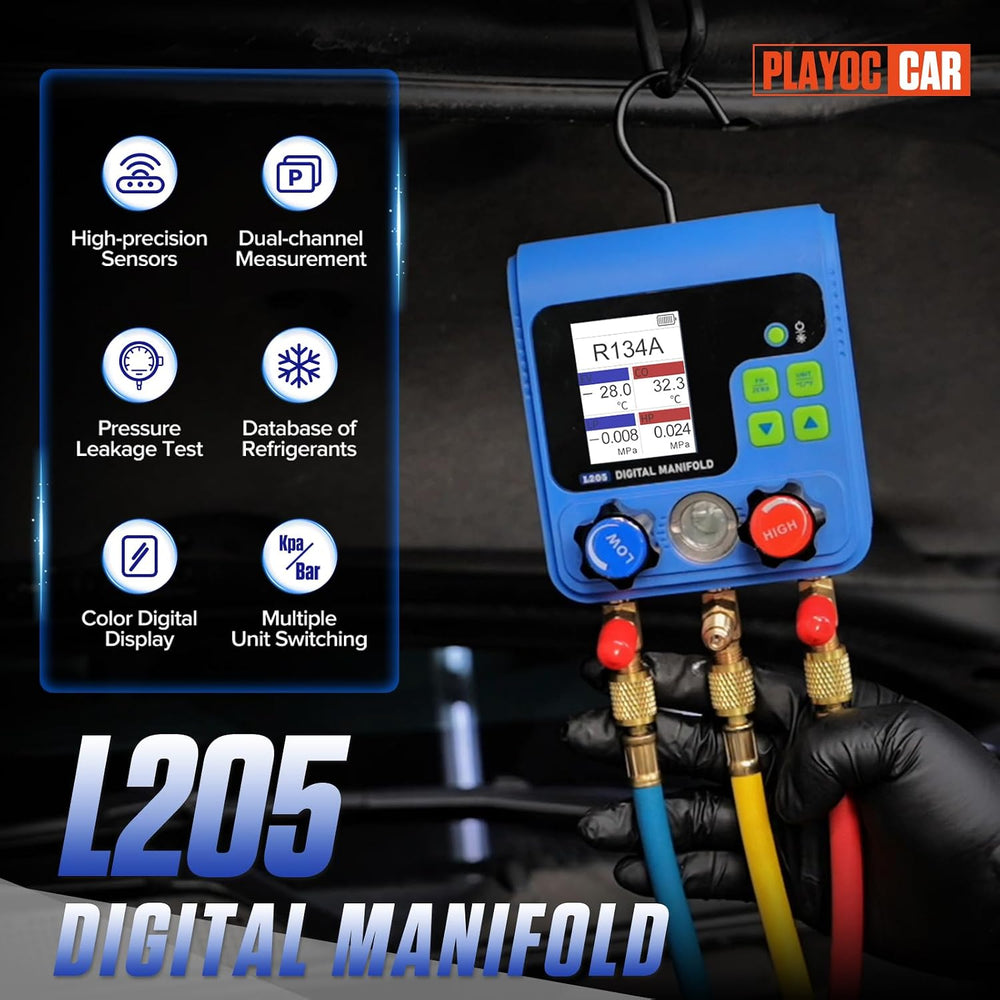 PLAYOCCAR Digital HVAC Manifold Gauge Kit R32 R410A R11 R12