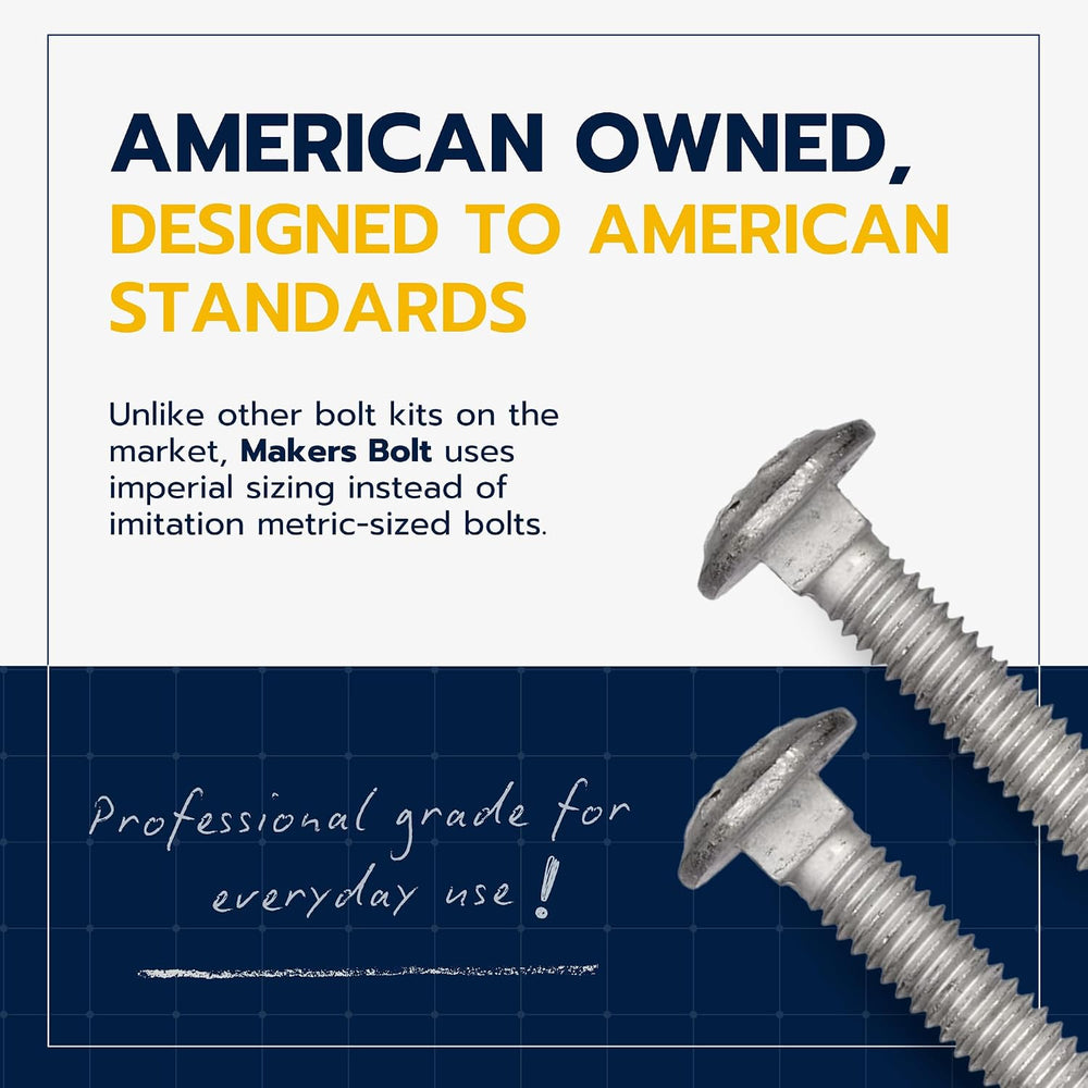 1/4" x 4" (100 Pack) Galvanized Carriage Bolt Kit Grade 307A Includ...