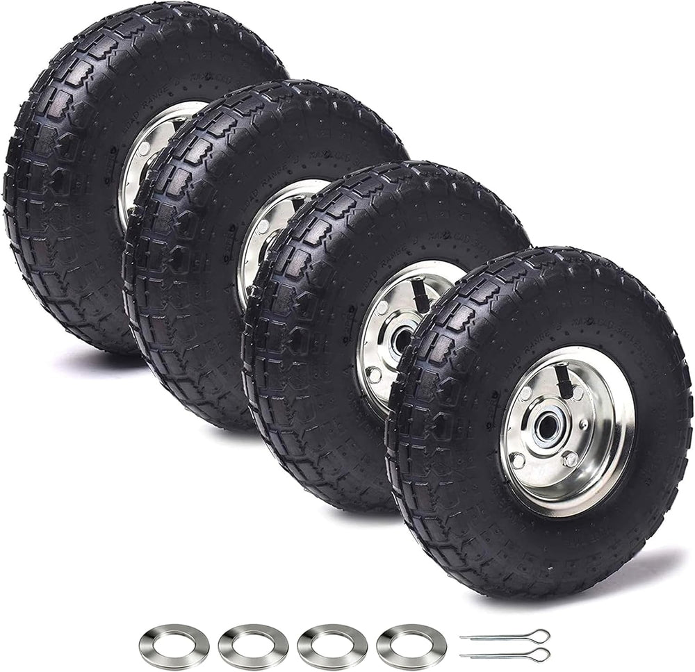 AR-PRO (4 Pack) 10" Pneumatic Tire and Wheel, 4.10/3.50-4, 5/8" Bore