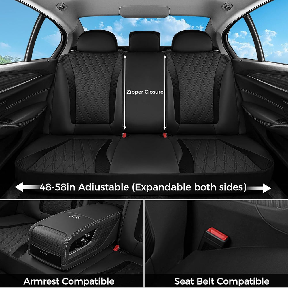 Seat Covers Full Set, Leather Seat Covers for Cars, Waterproof Car Seat Prote...
