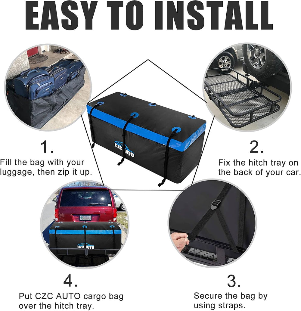 CZC AUTO Hitch Cargo Carrier Bag, 20 cu. ft Waterproof/Rainproof/Weatherproof...