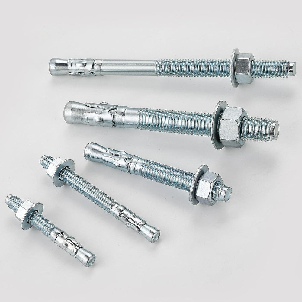 Wensilon 3/8"x5" Wedge Anchors for Concrete, Zinc-Plated, 50 PCS