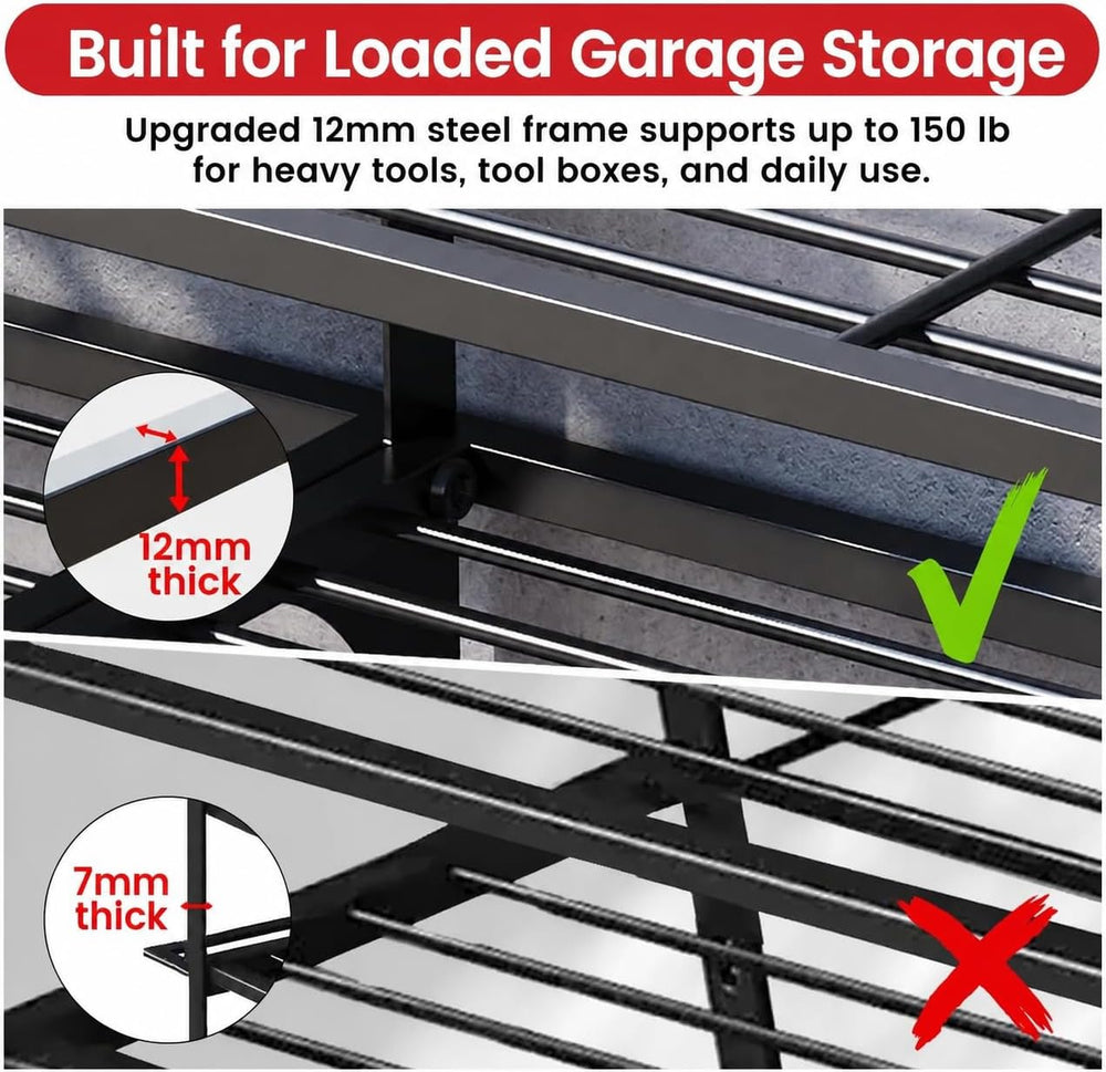 Power Tool Organizer Wall Mount with Power Strip, 4 Layers