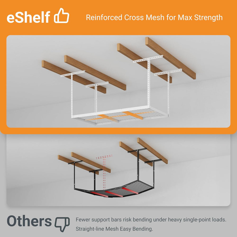 3x6ft Overhead Ceiling Garage Storage Rack, 450LBS Capacity, White