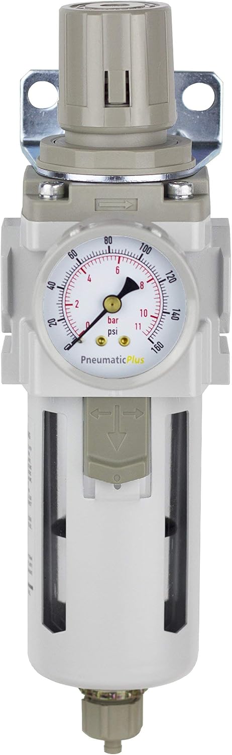 PneumaticPlus SAW400-N04BG Compressed Air Filter Regulator Piggyback Combo 1/...