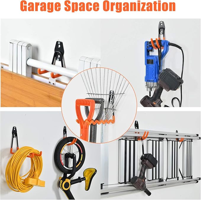 AOBEN Garage Hooks, Power Tool, Ropes-Orange (24PCS)