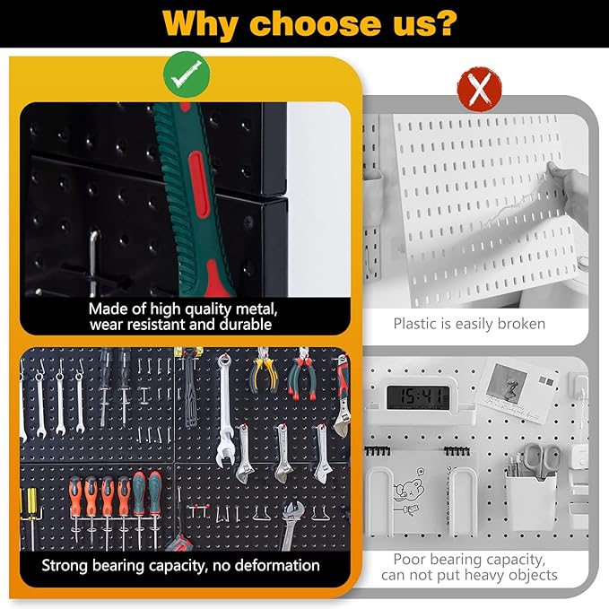 Ultrawall 2 Pcs Metal Pegboard Wall Panels, Peg Boards