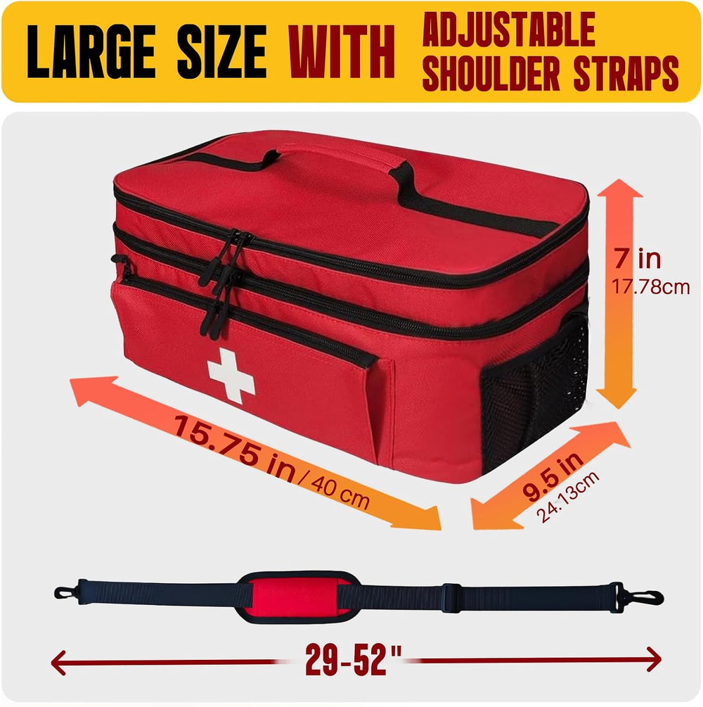 First Aid Bag Empty 2-Layer Large 16" x 9½"x7 Red