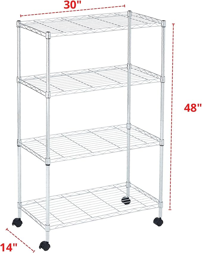 Heavy Duty 4 Tier Wire Shelving Unit Storage Rack, Metal Shelves Utility