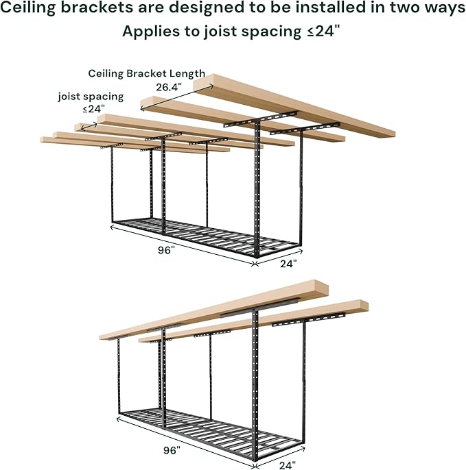 SunsGrove 2x8 Garage Storage Overhead Rack Organization, Adjustable Ceiling (...