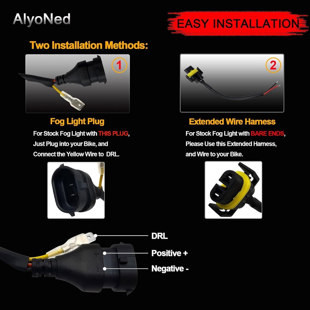 AlyoNed New Version 4.5" inch LED Fog Lights White Halo DRL DOT Kit Black
