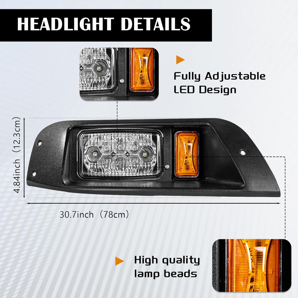 EZGO TXT 1996-2013 LED Adjustable Light Kit 48V, 2 LED headlight, 2 LED taill...