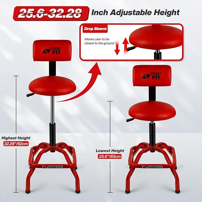 Shop Stool with Backrest, Mechanic Garage Stool