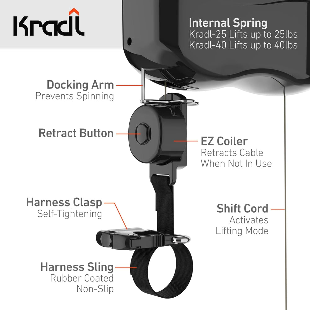 Spring-Powered Ceiling Bike Hoist and Rack for Effortless Storage
