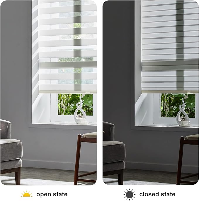 Persilux Cordless Zebra Roller Window Shades Free-Stop Roller Blinds Light