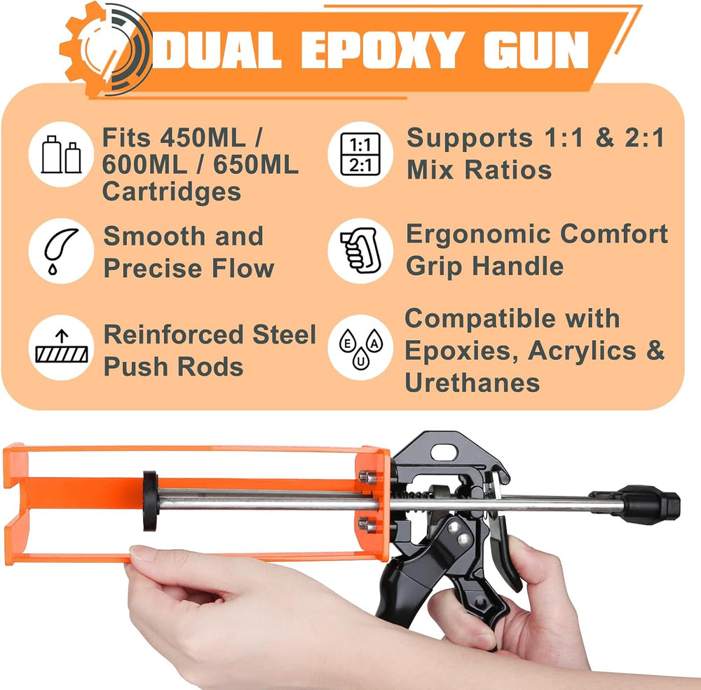 Dual Component Caulking Gun 450ML / 600ML / 650ML (1:1 & 2:1), Manual 2 P...