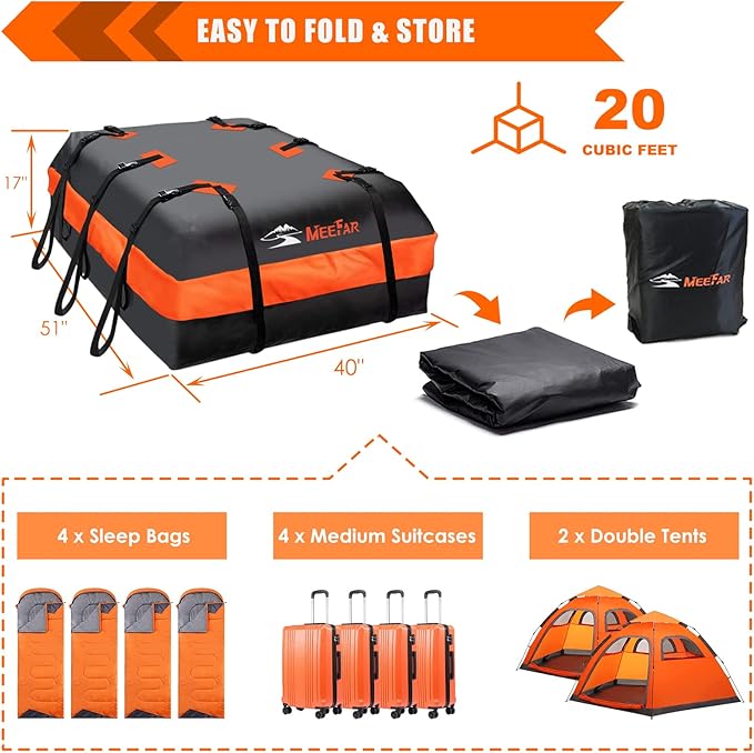 MeeFar Car Roof Bag XBEEK Rooftop top Cargo Carrier Bag 20 Cubic feet Waterproof
