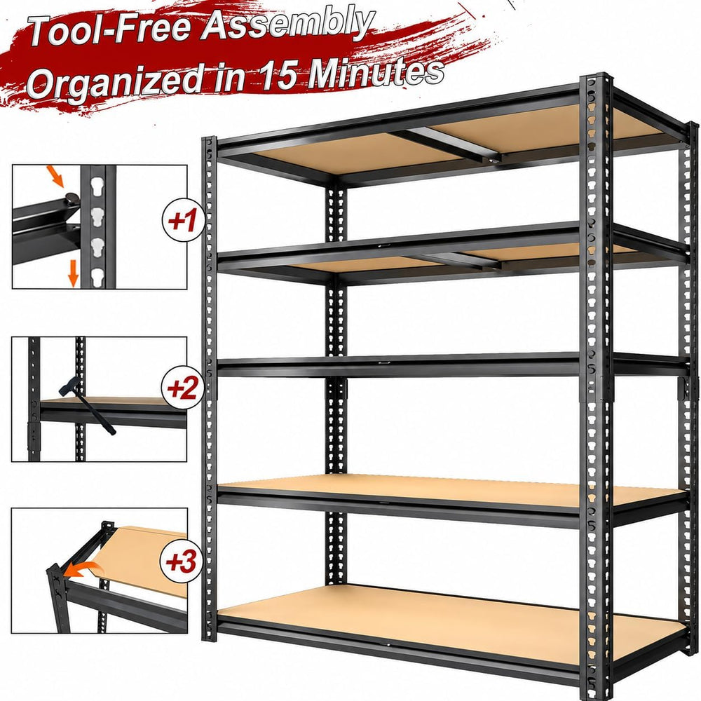 Garage Shelving，5-Tier Adjustable Storage Shelves,3080LBS Capacity Heavy Duty...