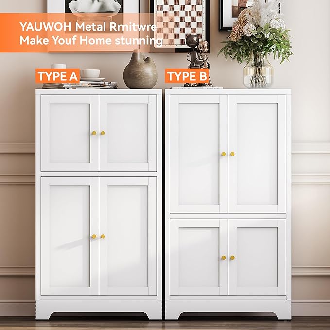 White Bathroom Floor Cabinet, Metal Storage Cabinet