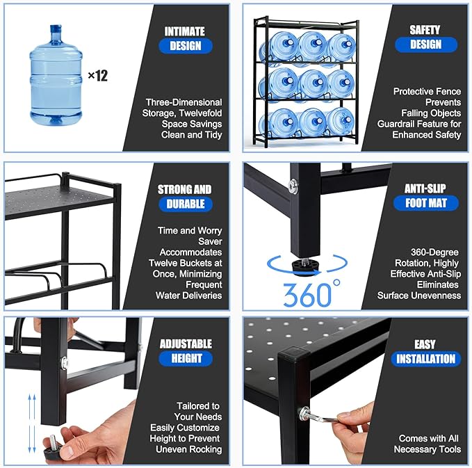 5 Gallon Water Bottle Holder 9-Tray 3/5 Gallon Water Jug Rack