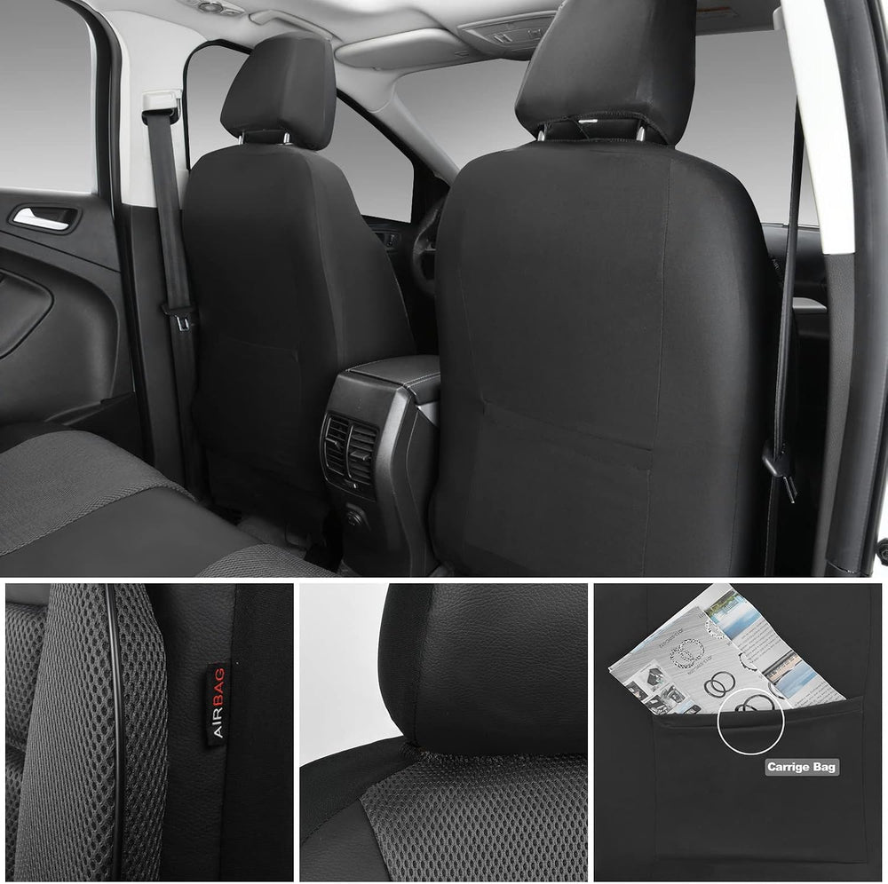 CAR PASS Leather 3D Foam Back Support Car Seat Covers Full Set Air Mesh Autom...