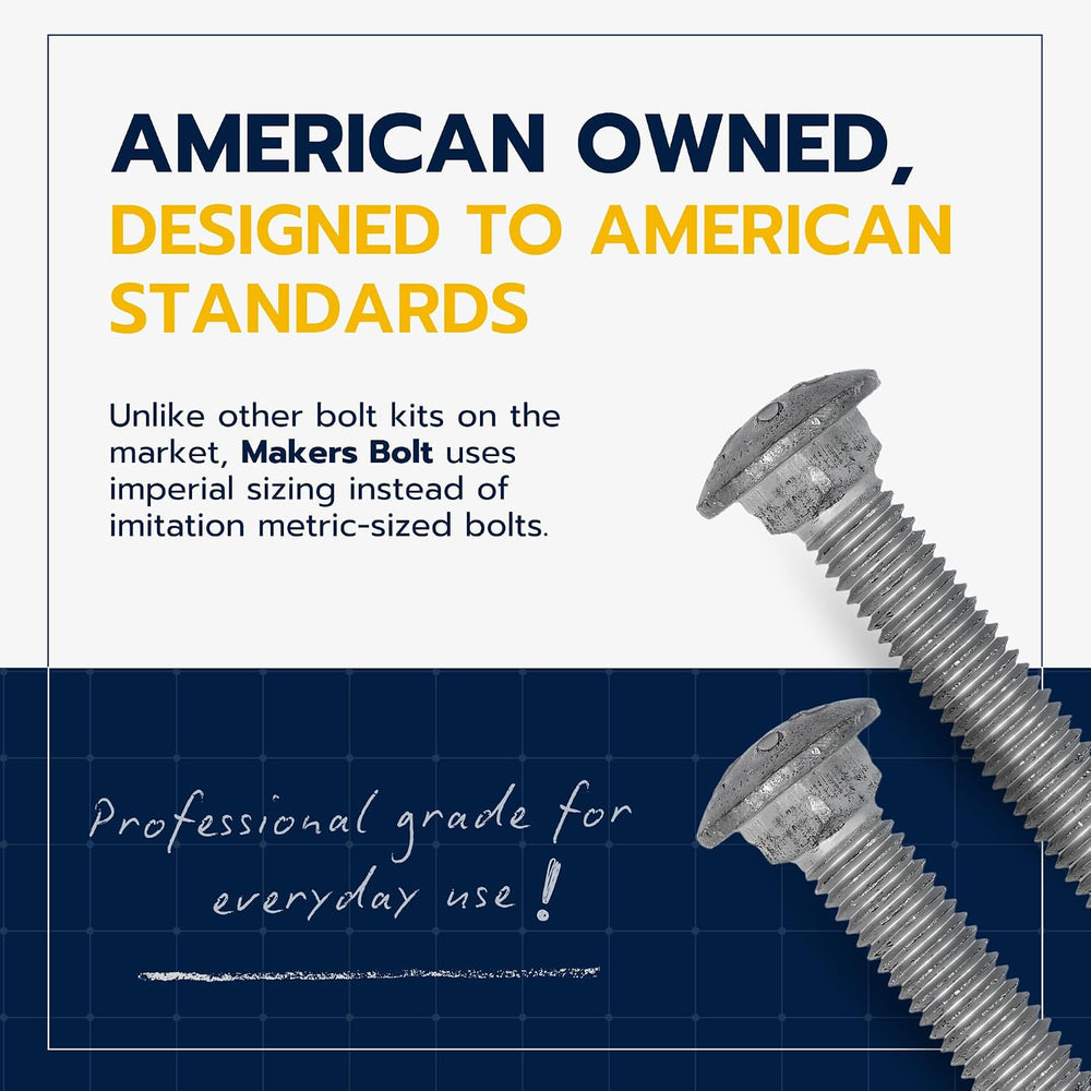 3/8" x 5" (50 Pack) Galvanized Carriage Bolt Kit, Grade 307A, Hot D...
