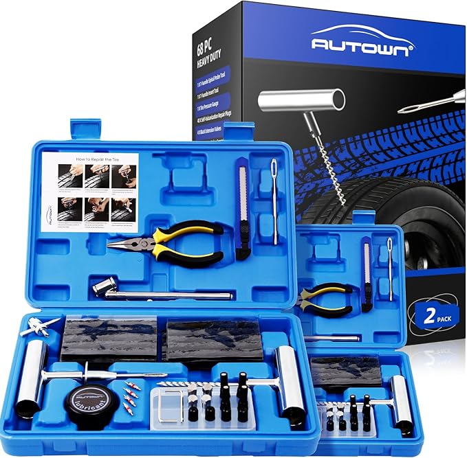 Flat Tire Repair Kit with Plug 68 Pcs