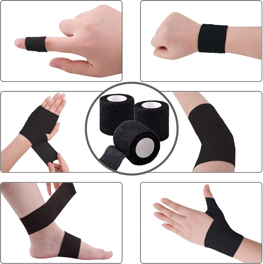 BQTQ 168 Rolls Elastic Adhesive Tape 2 Inch Self Adherent Bandages(Black)