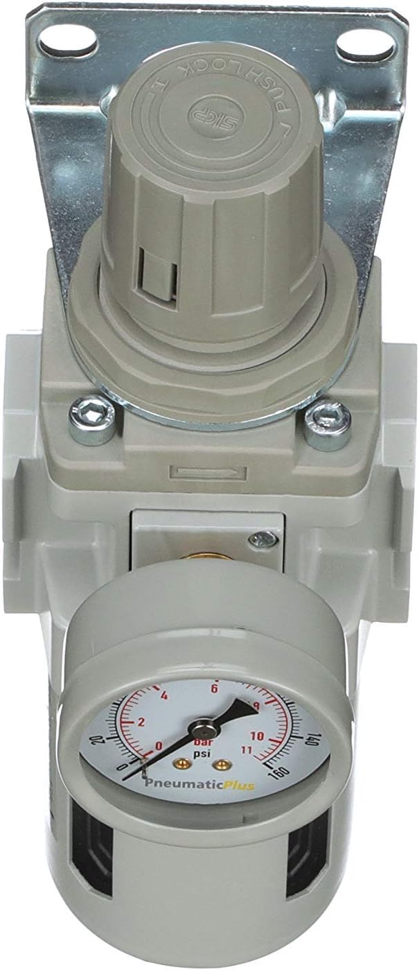 PneumaticPlus SAW400-N04BG Compressed Air Filter Regulator Piggyback Combo 1/...