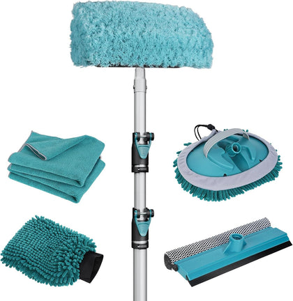 12FT Car Wash Brush with Long Handle, Car Cleaning Kit with Soft Wash Brush