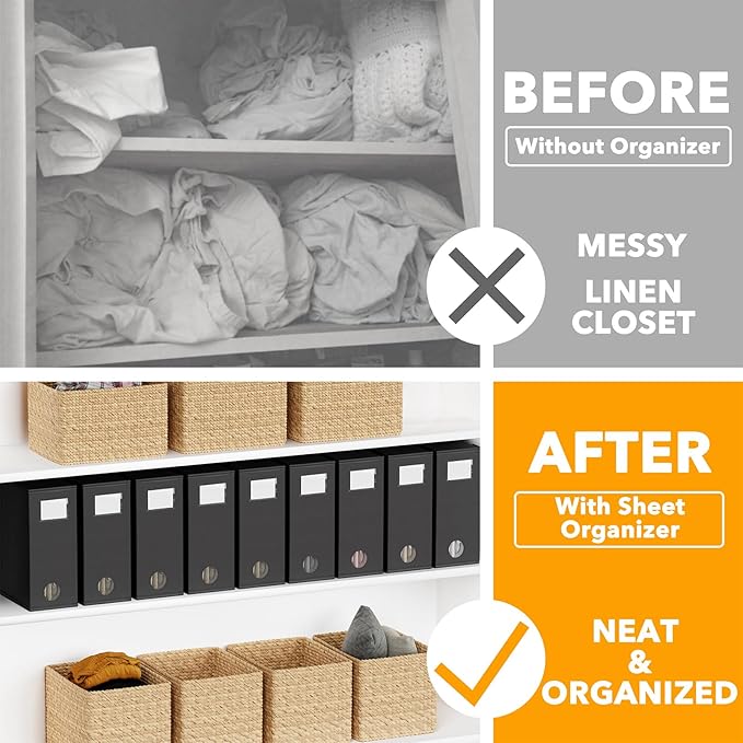 SpaceAid 9 Pack Bed Sheet Organizers and Storage, Foldable Sheet Organizer