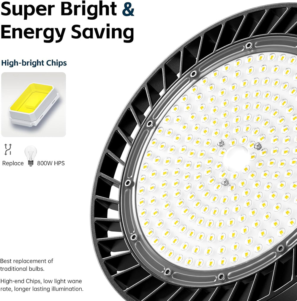 lvsdak UFO LED High Bay Lights 200W 30000LM 5000K 6 Pack