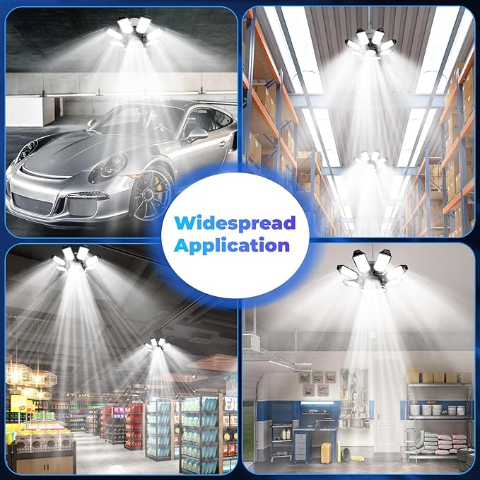 Garage Lights - Super Bright 25000LM Garage Lights Ceiling Led w/ 8 Deformable