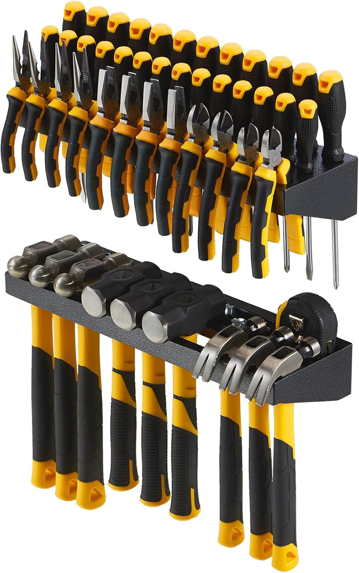 Wall Mount Hand Tool Organizer, Screwdriver Organizer, Pliers Holder, Hammer Rack, 2 Pcs Set Heavy Duty Utility Storage Rack for Garage, Workshop (Charcoal Grey)