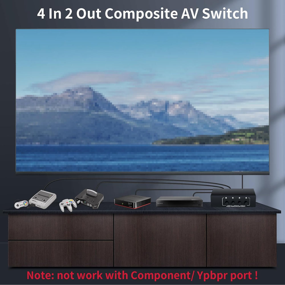 BolAAzuL 4x2 RCA Switch Splitter Composite Video L/R Audio Selector Box