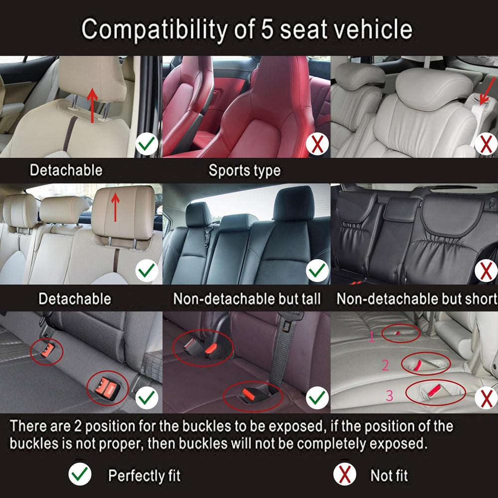 Car Seat Covers Full Set for 5 Seats Lumbar Support Breathable