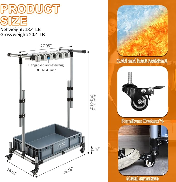 Freestanding Mobile Cleaning Tool Storage Rack, Mop and Broom Holder