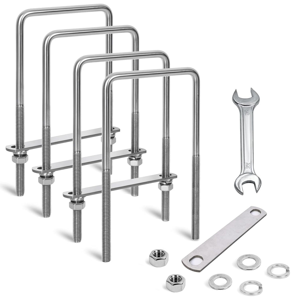 4 Sets M10 Square u Bolts 4 inch Wide,Square Bend u-Bolts,4" u Bolt