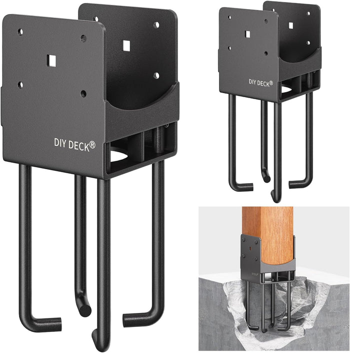 2Pack Heavy Duty Stainless Steels U-Shape Wet Concrete Fence Post Holder 6"x6" (Actual 5.5 "x5.5) Base Anchor Bracket with Air Flow Channel for Terrace Post Base, Fences, Wood Gazebo[Patent Pending]