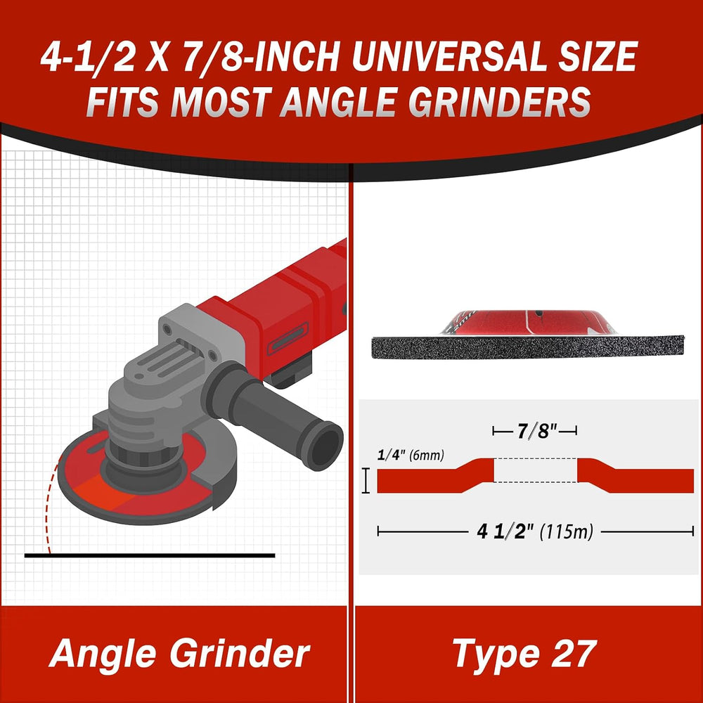 25 Pack Grinding Wheels 4 1/2 Inch, Angle Grinder Disc for Metal