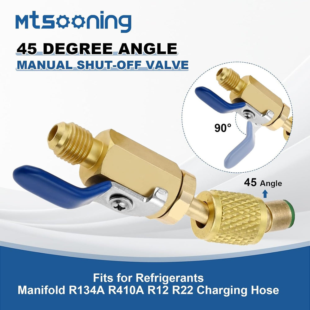 R12 R22 R410A Valve Core Remover Installer Kit,3PCS 45°Ball Valve Adapter