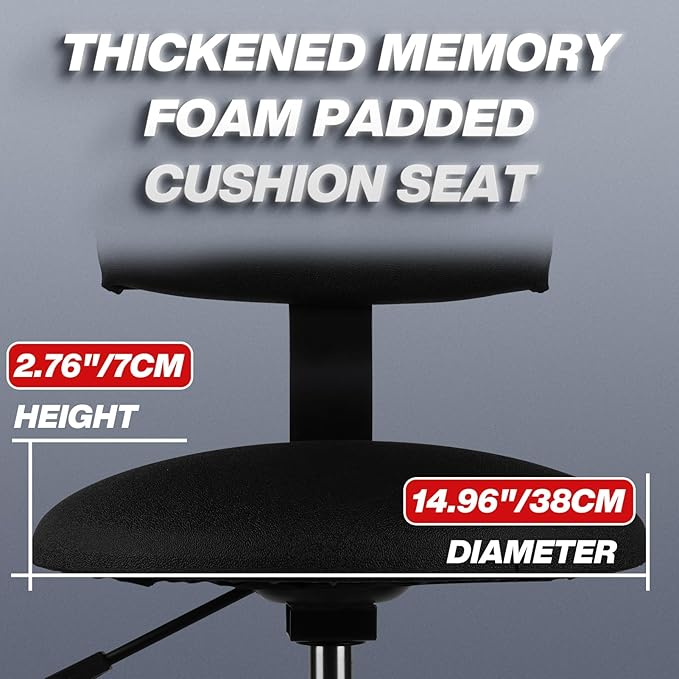Shop Stool with Backrest, Mechanic Garage Stool