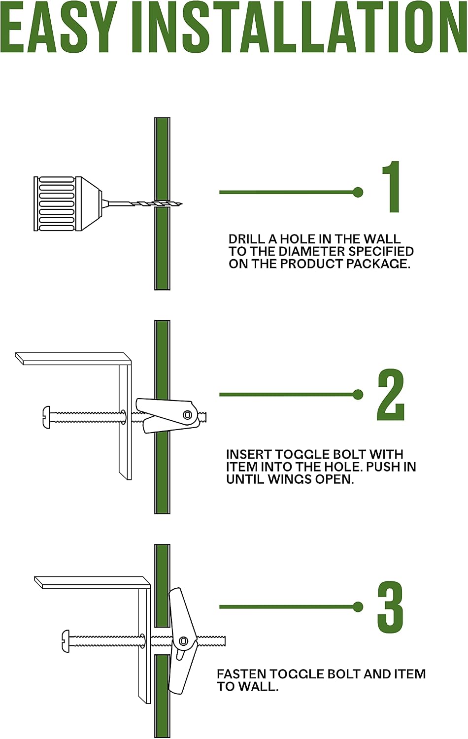 Hillman 50 Pcs Toggle Bolt (1/4" x 5") | Round Head Machine Screw A...