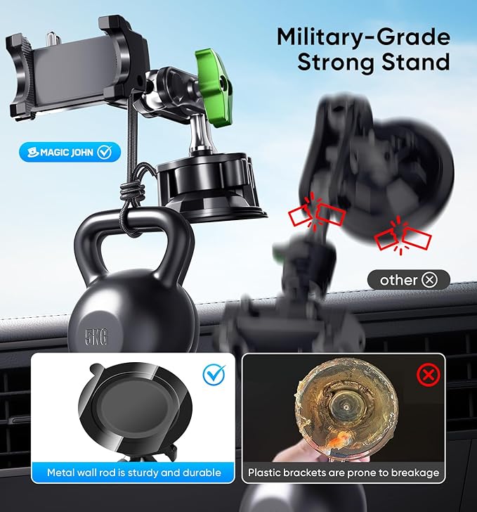 MAGIC JOHN Car Phone Holder, Ultra-Durable Mteal Phone Holders