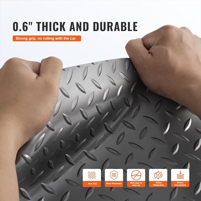 VEVOR Garage Floor Mat, 19 x 4.9 FT PVC Garage Flooring Roll, Non-Slip Diamond