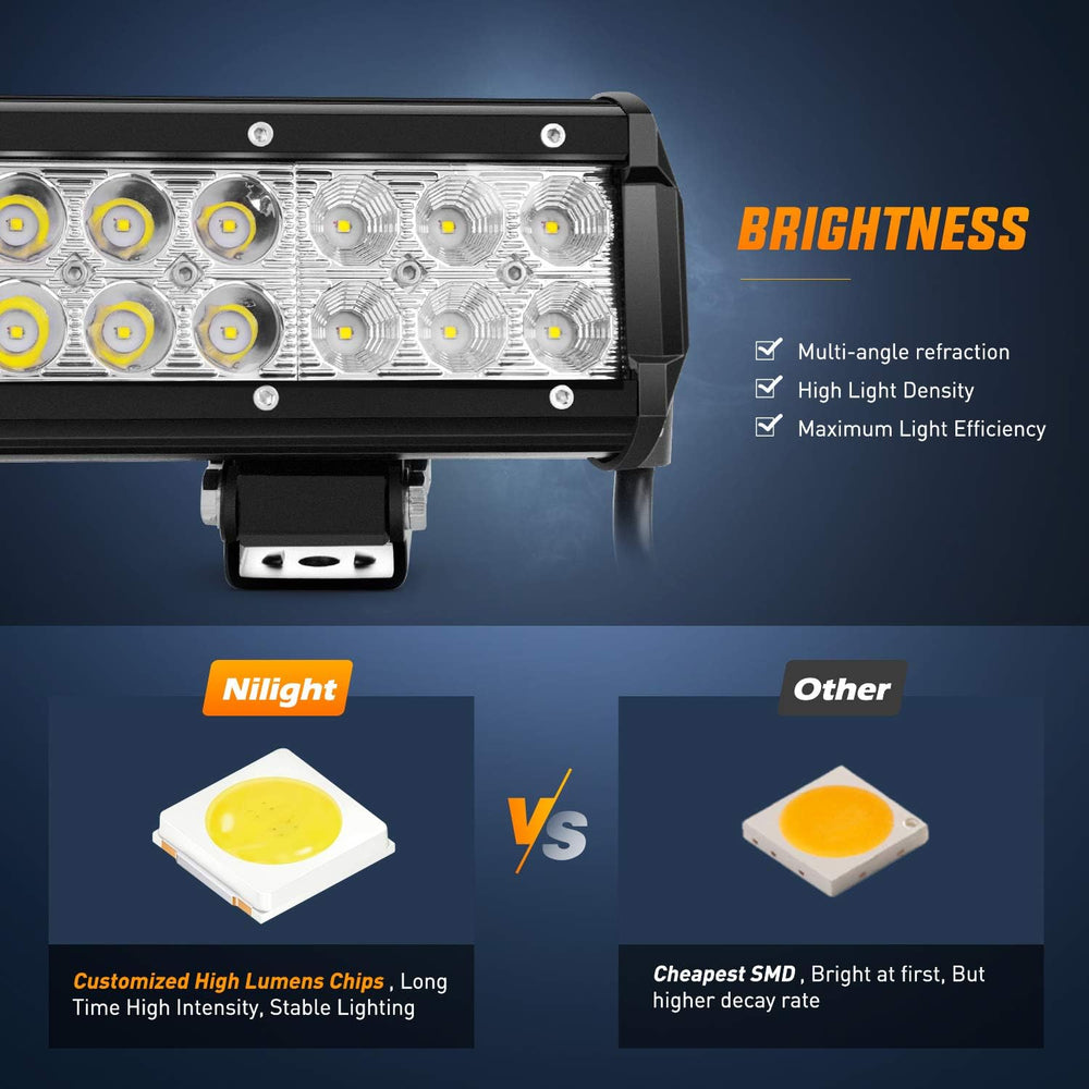 Nilight - ZH006 LED Light Bar 20 Inch 126W Spot Flood Combo Led Off Road Ligh...